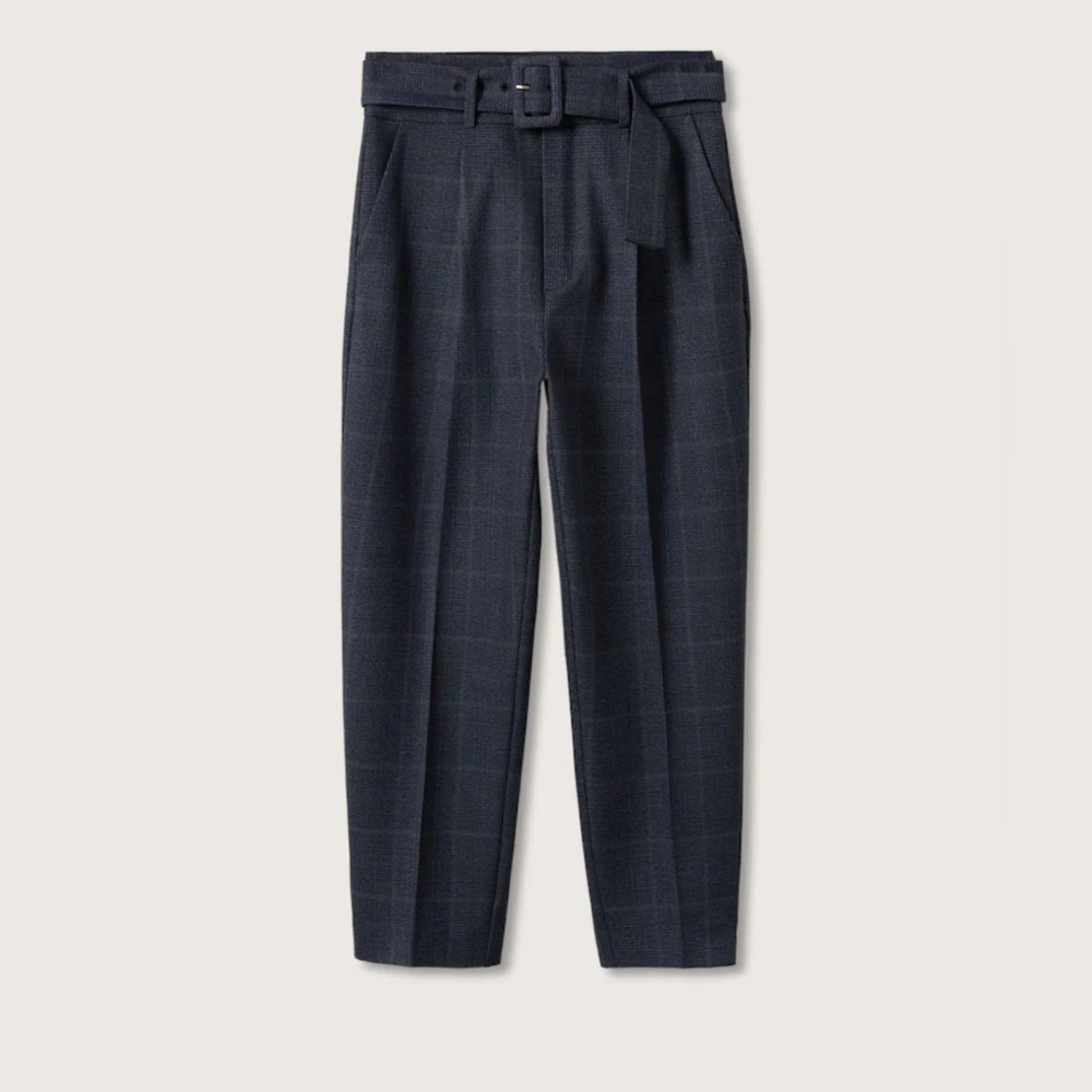 Mango Belt high-waist trousers - Plaid - Picture 6 of 12